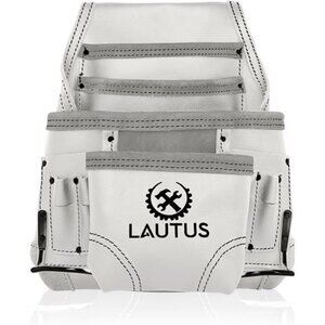 Oil Tanned Leather Tool Pouch Bag | White| Carpenter, Construction, Handyman